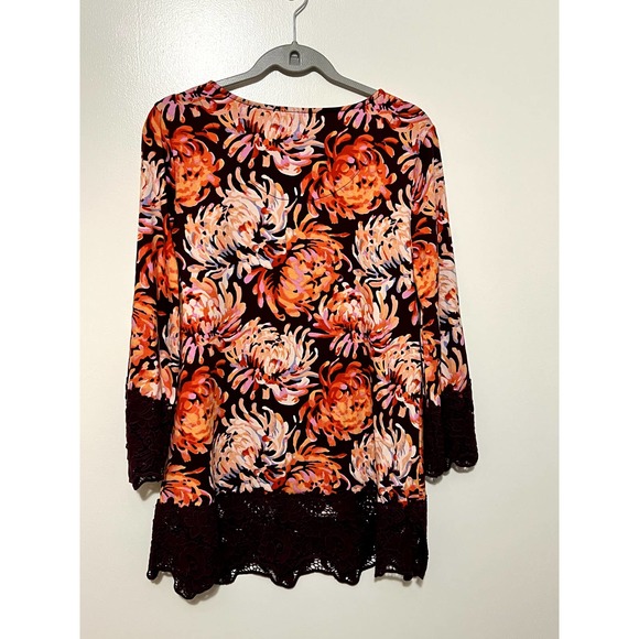 Isaac Mizrahi Live Floral Tunic Lace Wine Orange Size Small NWOT - Picture 7 of 7